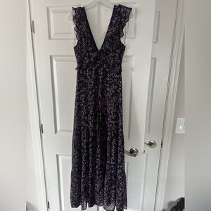Lulu's Black and Pink Floral Maxi Dress